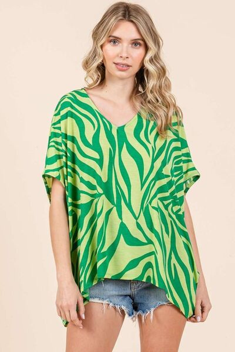 Mittoshop Bold Zebra Print Oversized Tee