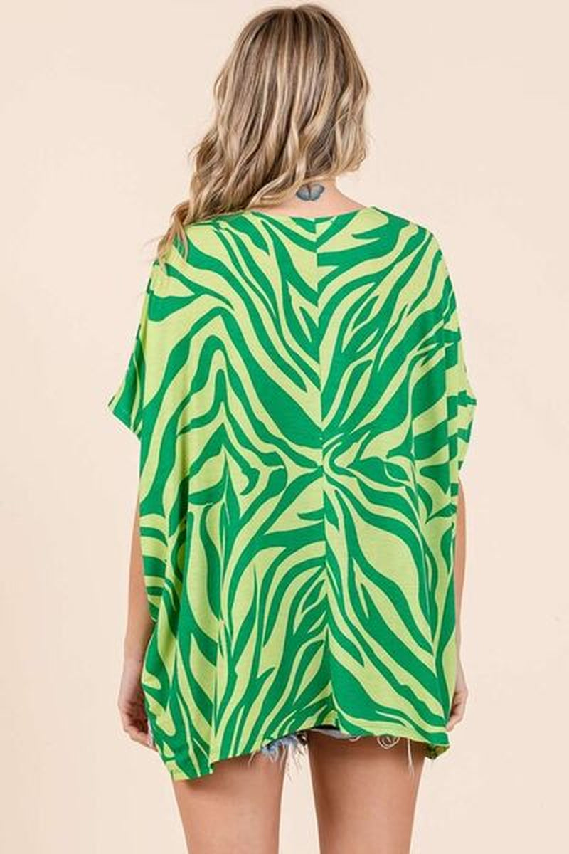 Mittoshop Bold Zebra Print Oversized Tee