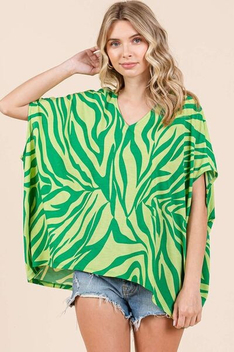 Mittoshop Bold Zebra Print Oversized Tee