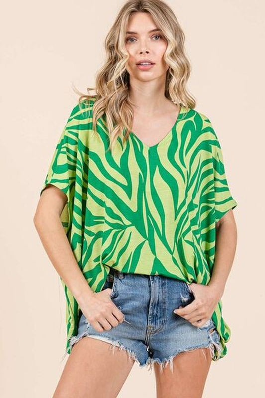 Mittoshop Bold Zebra Print Oversized Tee