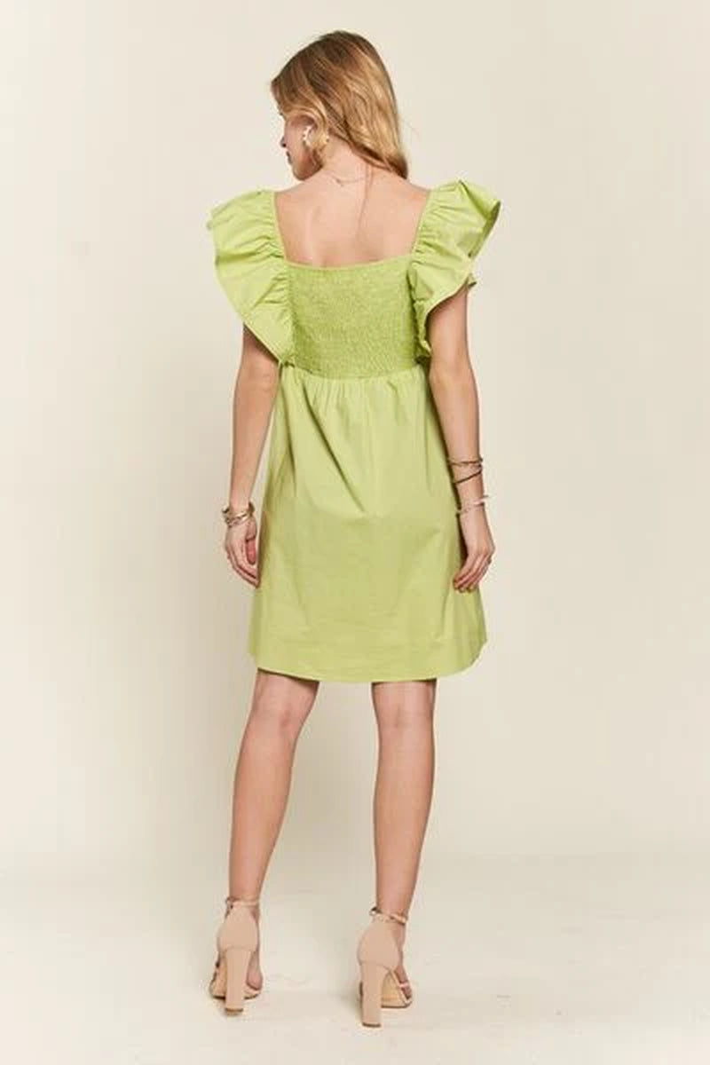 ADORA Flowy Babydoll Dress – Smocked Back & Ruffled Sleeves